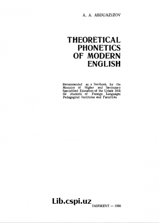 THEORETICAL  PHONETICS  OF MODERN  ENGLISH