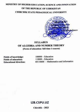 Syllabus of algebra and number theory